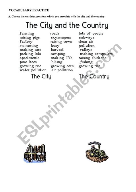 city vs countryside vocabulary